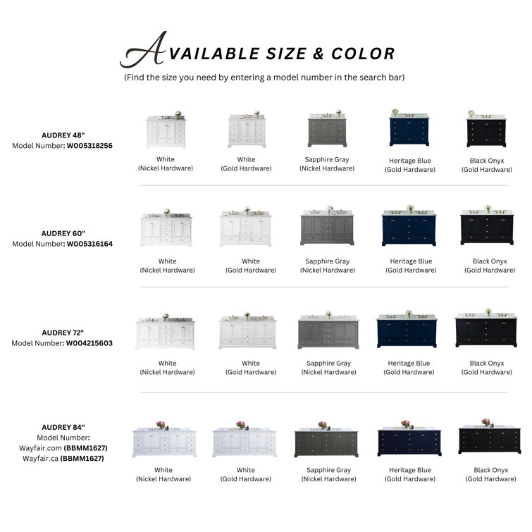 Audrey 84'' Heritage Blue Double Vanity with Calacatta Quartz Top