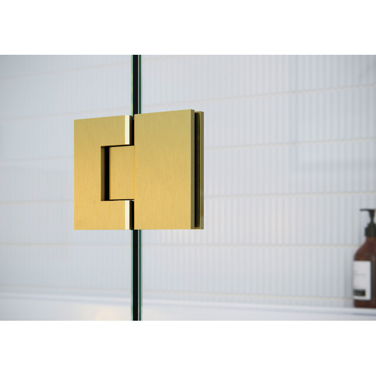 Satin Brass 41" x 78" Frameless Glass Shower Door