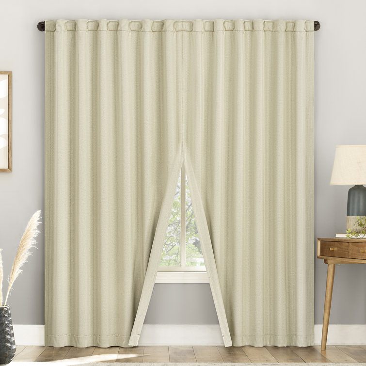Cream Polyester 96" Blackout Back Tab Curtain Panel Pair