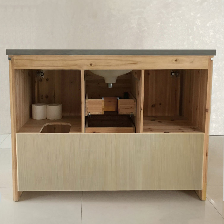 48'' Natural Fir Single Vanity with Black Granite Top