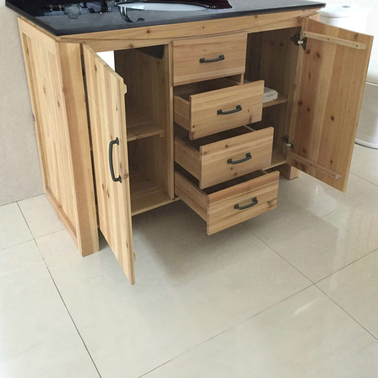 48'' Natural Fir Single Vanity with Black Granite Top