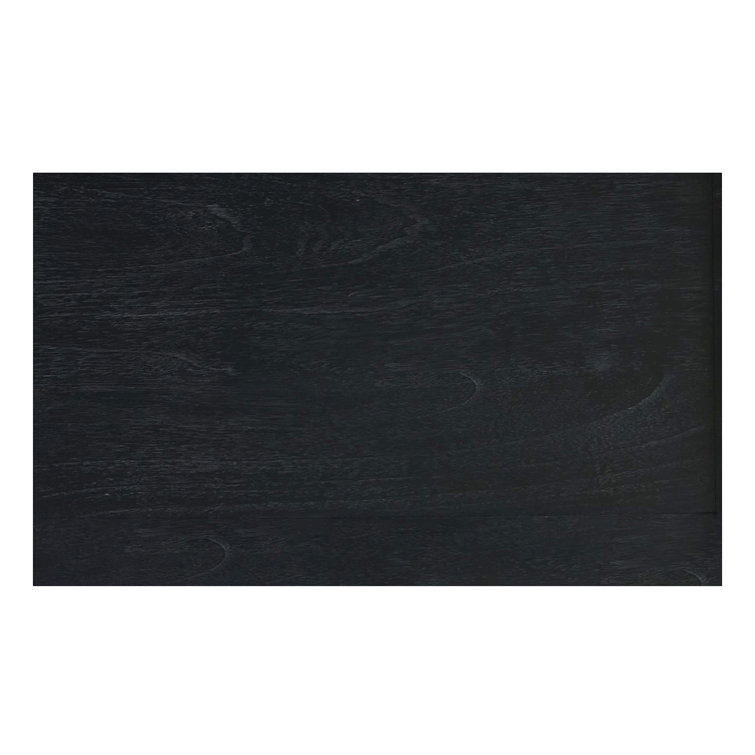 Washed Black Mindi Wood Cane Cabinet with Bronze Hardware