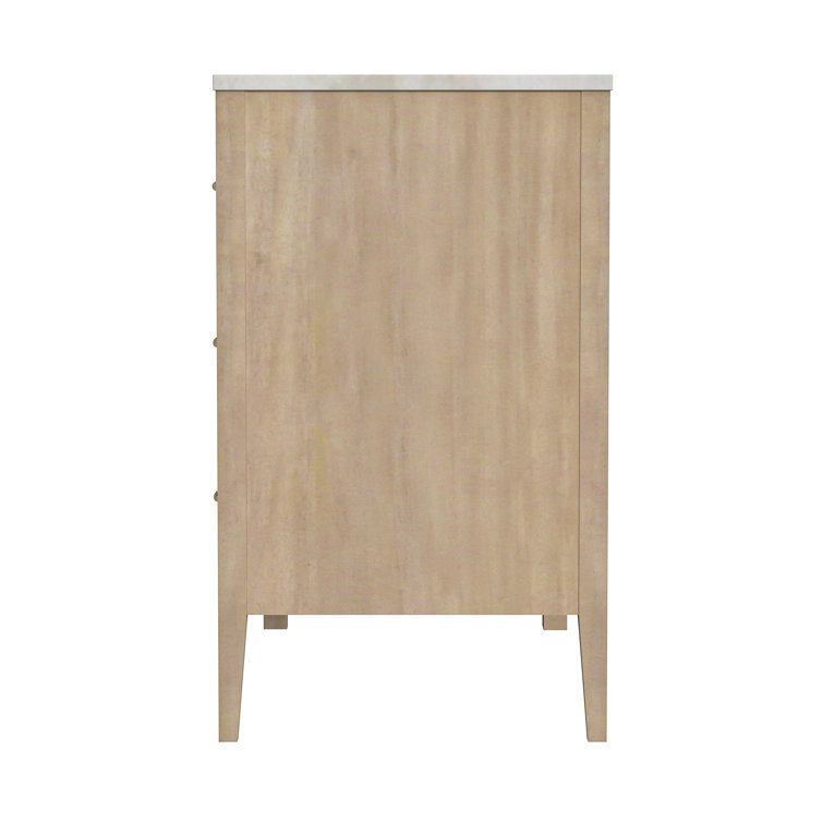 Mayfair Light Beige Wood and Marble Double Dresser