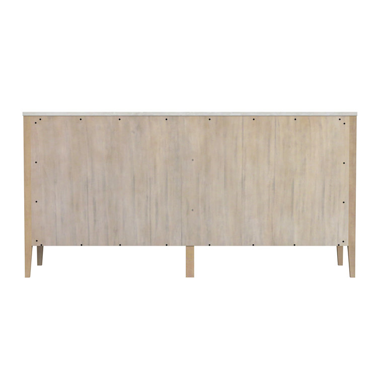 Mayfair Light Beige Wood and Marble Double Dresser