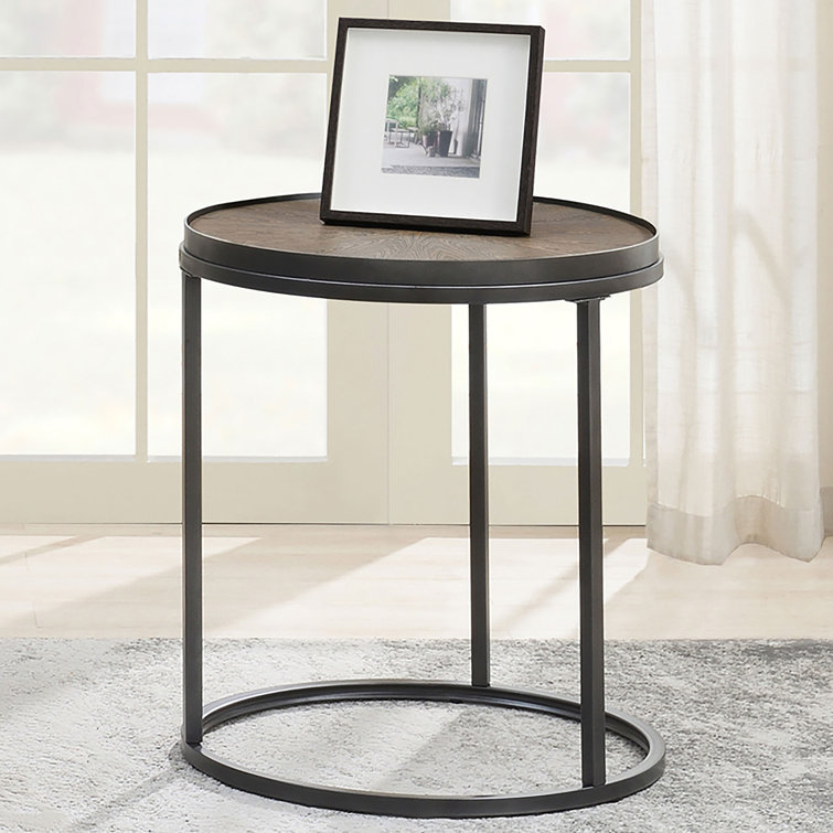 Transitional Gunmetal and Weathered Elm 22" Round End Table
