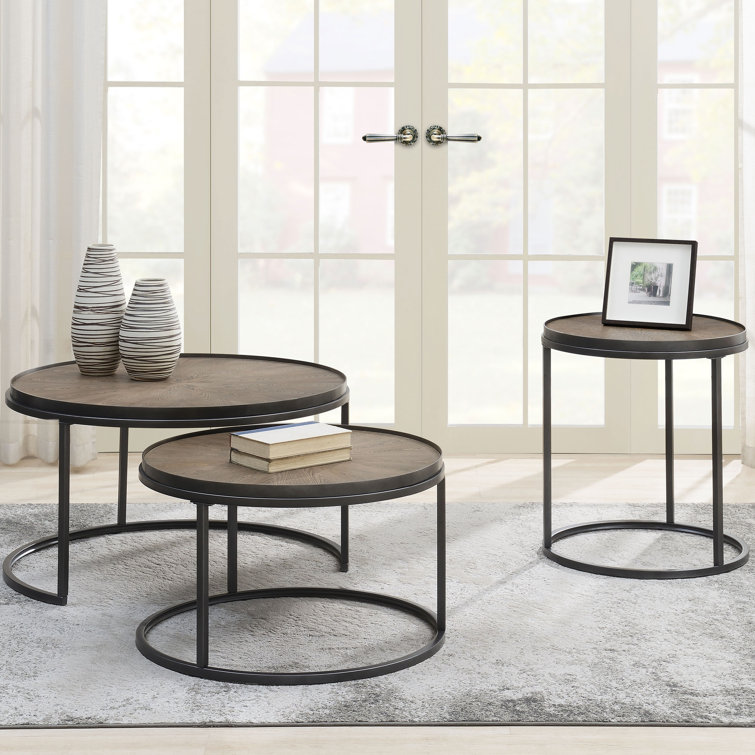 Transitional Gunmetal and Weathered Elm 22" Round End Table