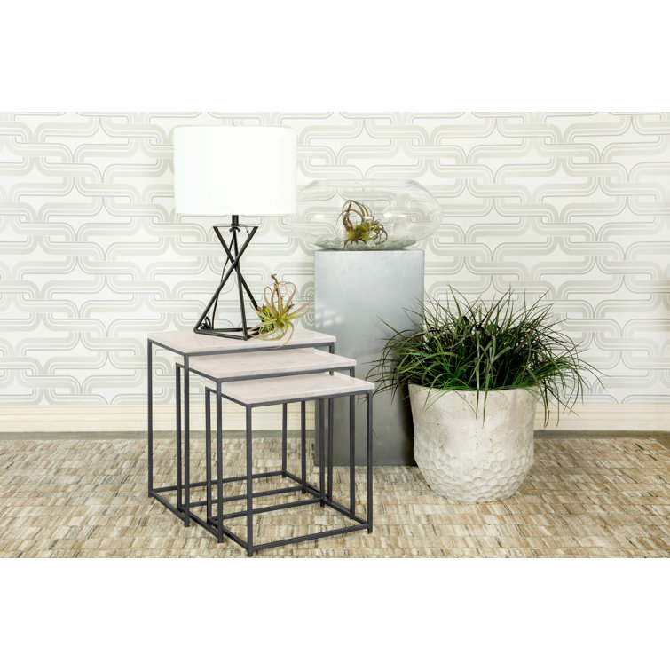 Medora White Marble and Gunmetal Nesting Tables