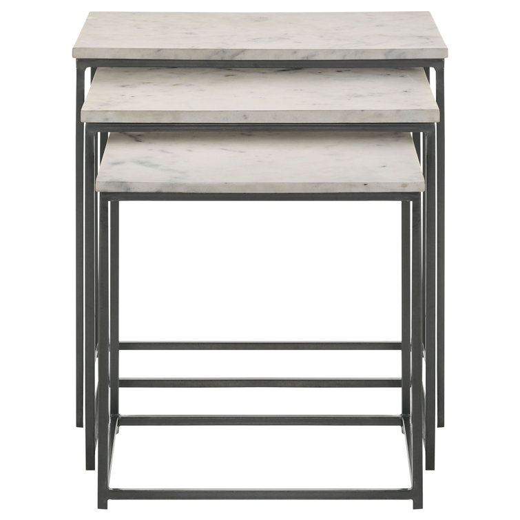 Medora White Marble and Gunmetal Nesting Tables