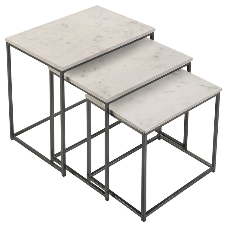 Medora White Marble and Gunmetal Nesting Tables