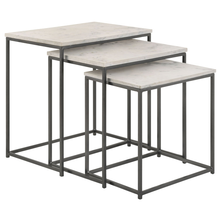 Medora White Marble and Gunmetal Nesting Tables