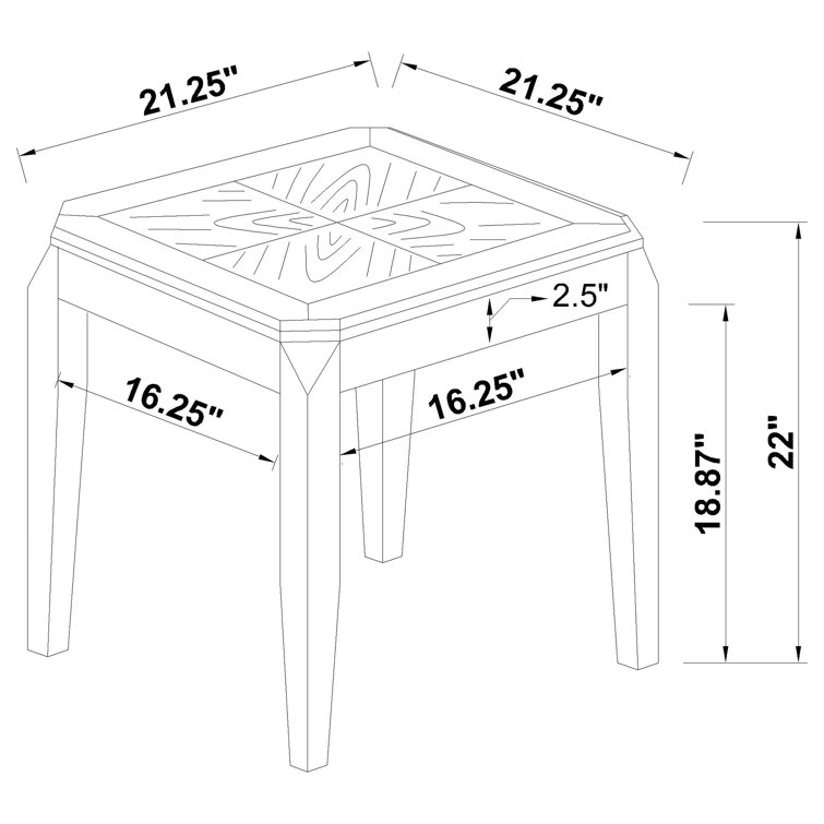Transitional Walnut Brown Square End Table 21.25"