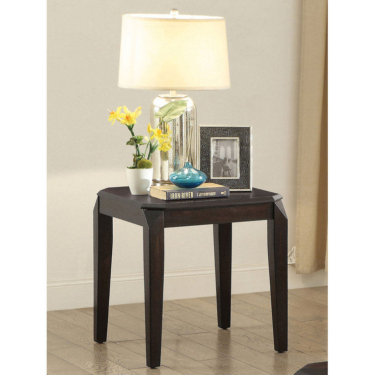 Transitional Walnut Brown Square End Table 21.25"
