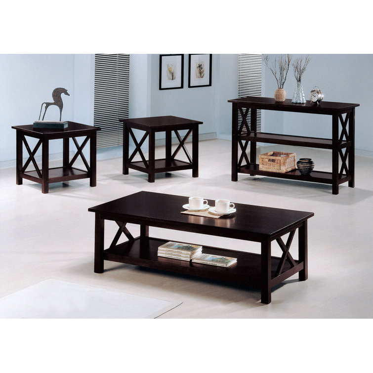 Transitional Merlot Brown 42'' Rectangular Console Table with Storage