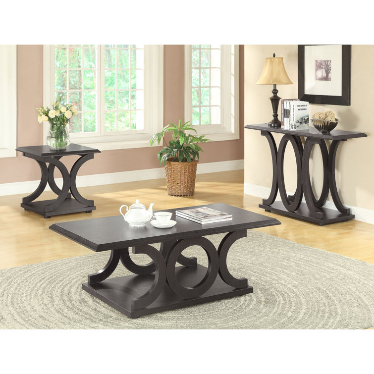 Elegant Cappuccino C-Shaped Wood Coffee Table 47"