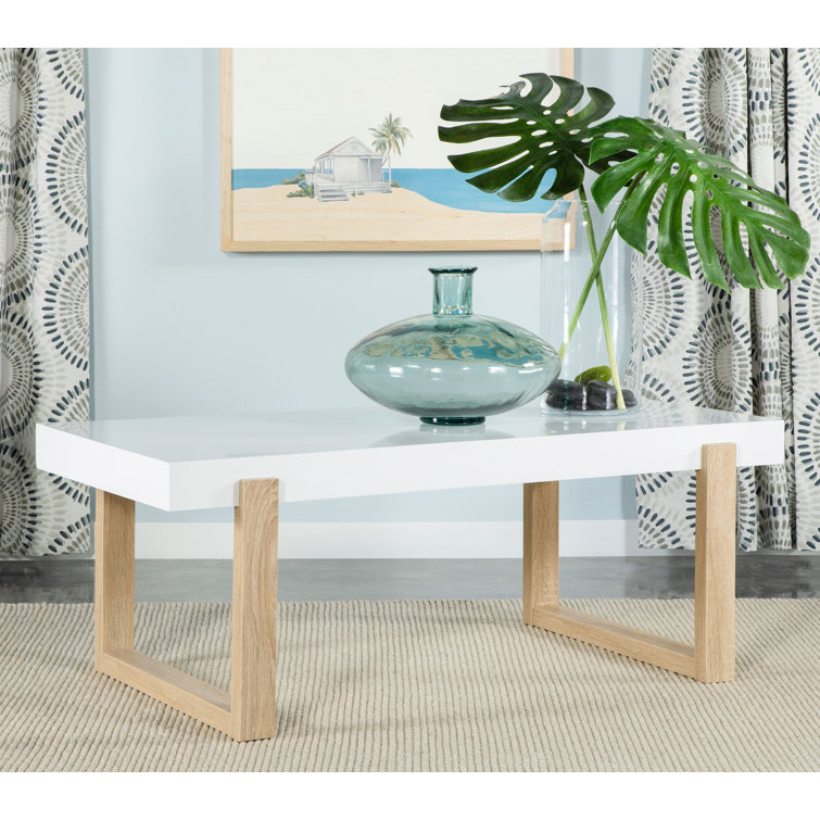 Pala 47'' White High Gloss and Natural Wood Coffee Table