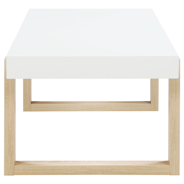 Pala 47'' White High Gloss and Natural Wood Coffee Table
