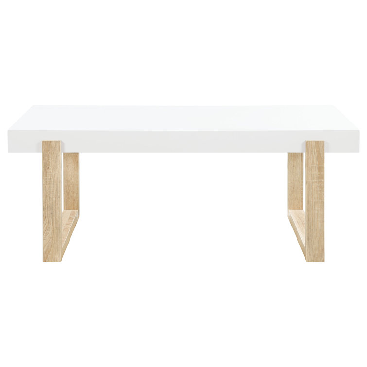 Pala 47'' White High Gloss and Natural Wood Coffee Table