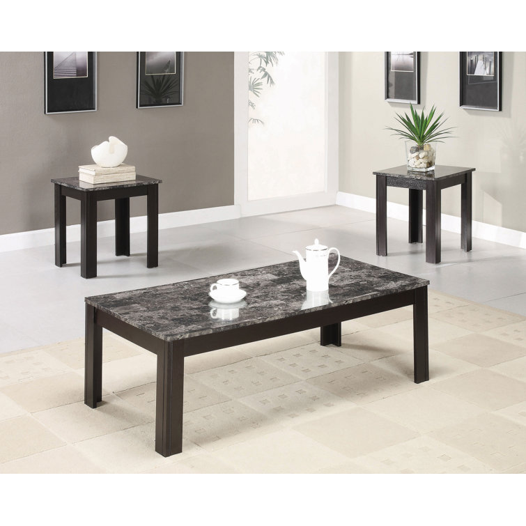Gray Faux Marble 3-Piece Living Room Table Set