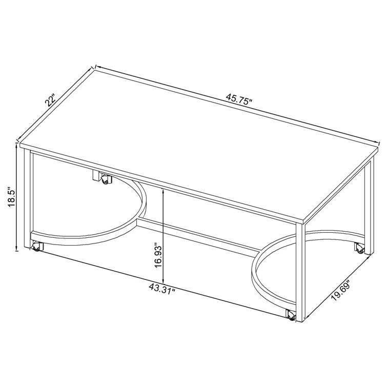 Contemporary Mobile Rectangular Coffee Table in Faux Marble and Satin Nickel