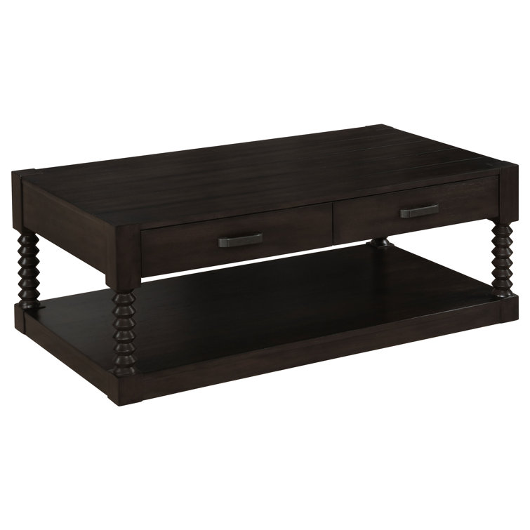 Brown Rectangular Wood Coffee Table with Storage