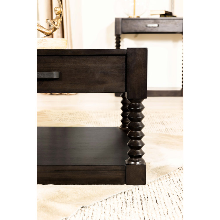 Brown Rectangular Wood Coffee Table with Storage