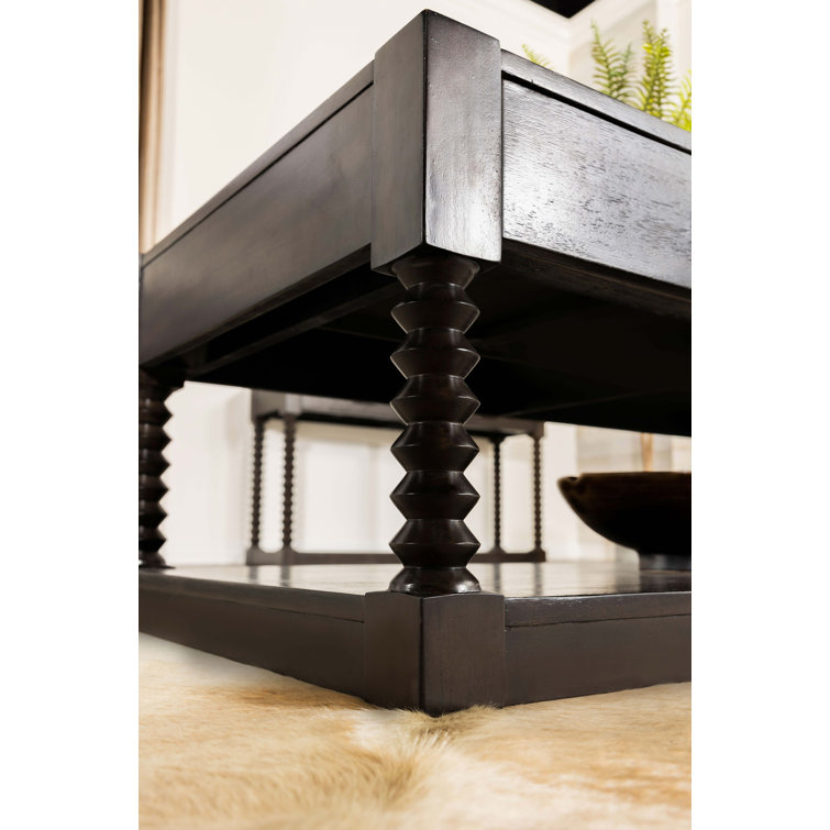 Brown Rectangular Wood Coffee Table with Storage