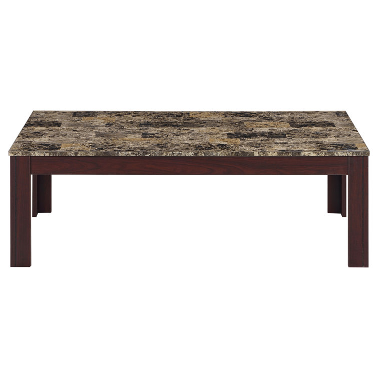 Brown Faux Marble Top 3-Piece Coffee Table Set