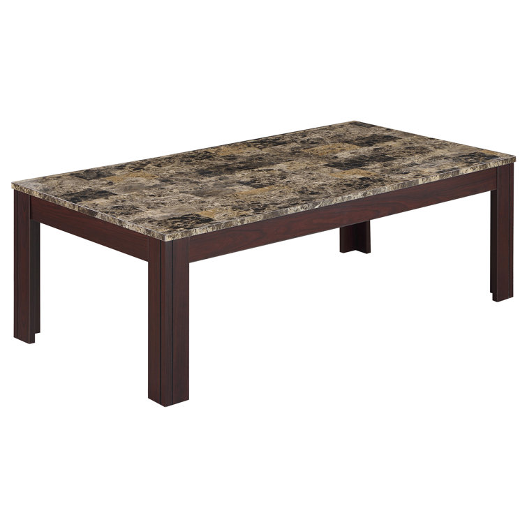 Brown Faux Marble Top 3-Piece Coffee Table Set