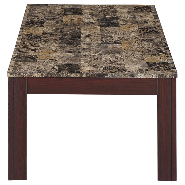 Brown Faux Marble Top 3-Piece Coffee Table Set