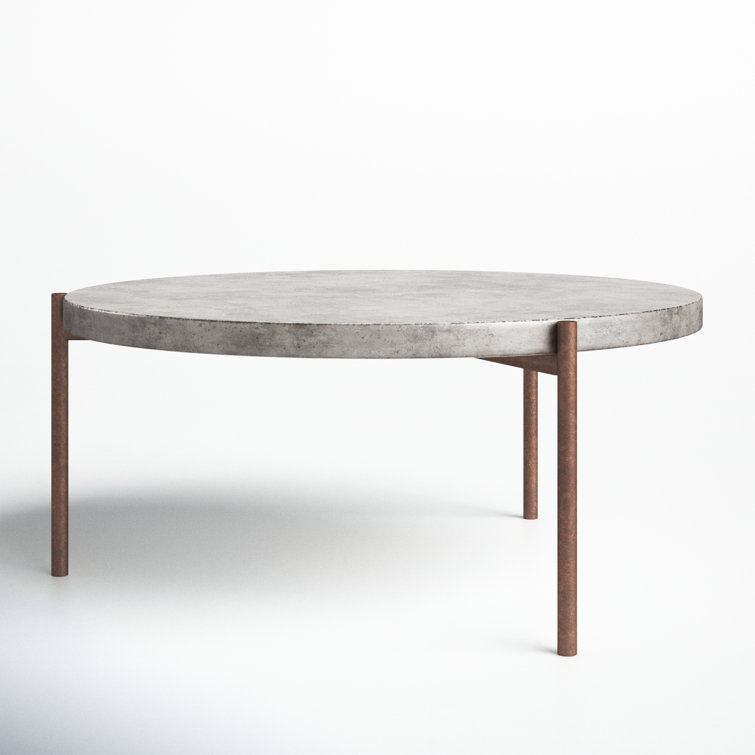 Harrison Steel Legs and Concrete Surface Round Coffee Table