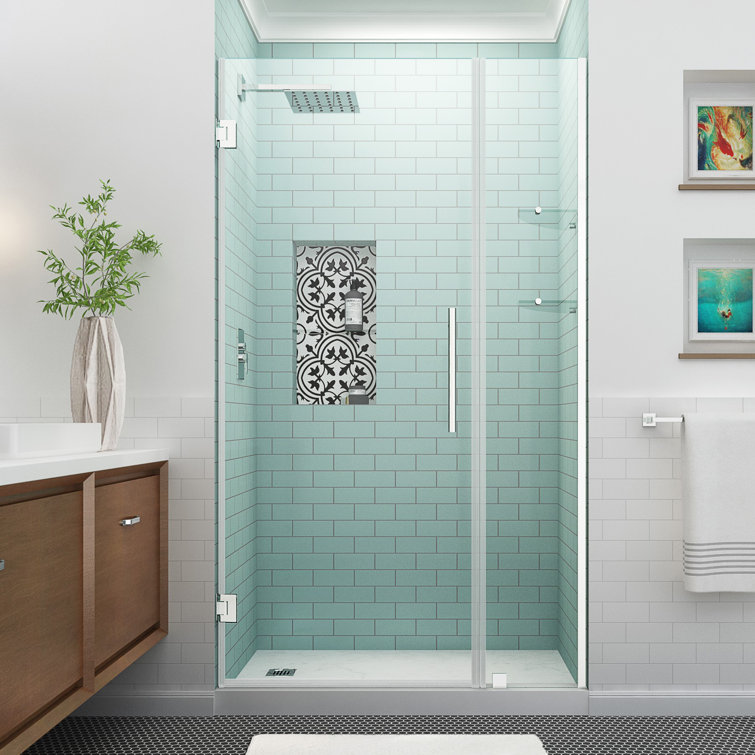Belmore GS 72" x 36" Frameless Frosted Glass Hinged Shower Door in Chrome
