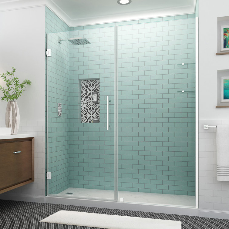 Belmore GS Matte Black Frameless Hinged Shower Door with Frosted Glass