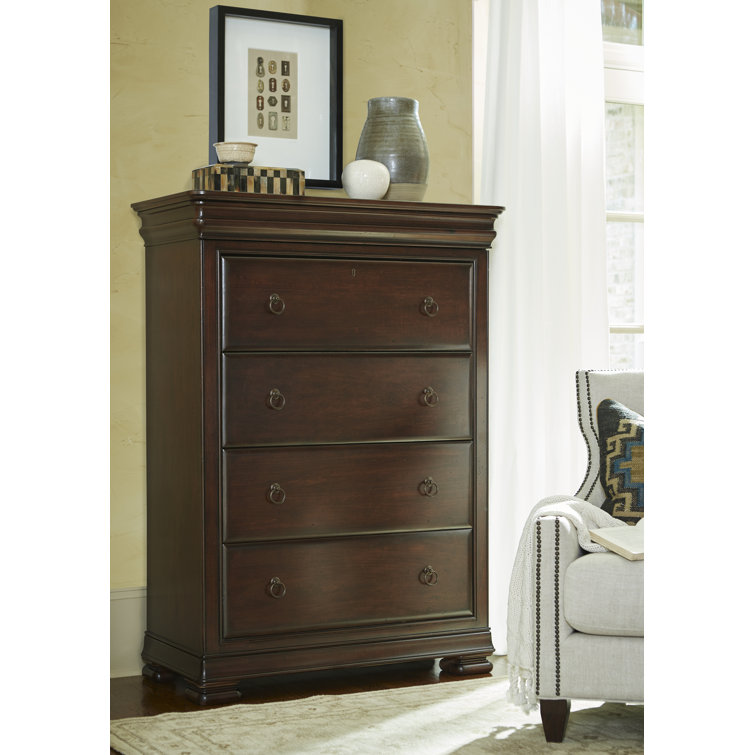 Cognac Alder Wood 4-Drawer Dresser with Felt Lined Drawer