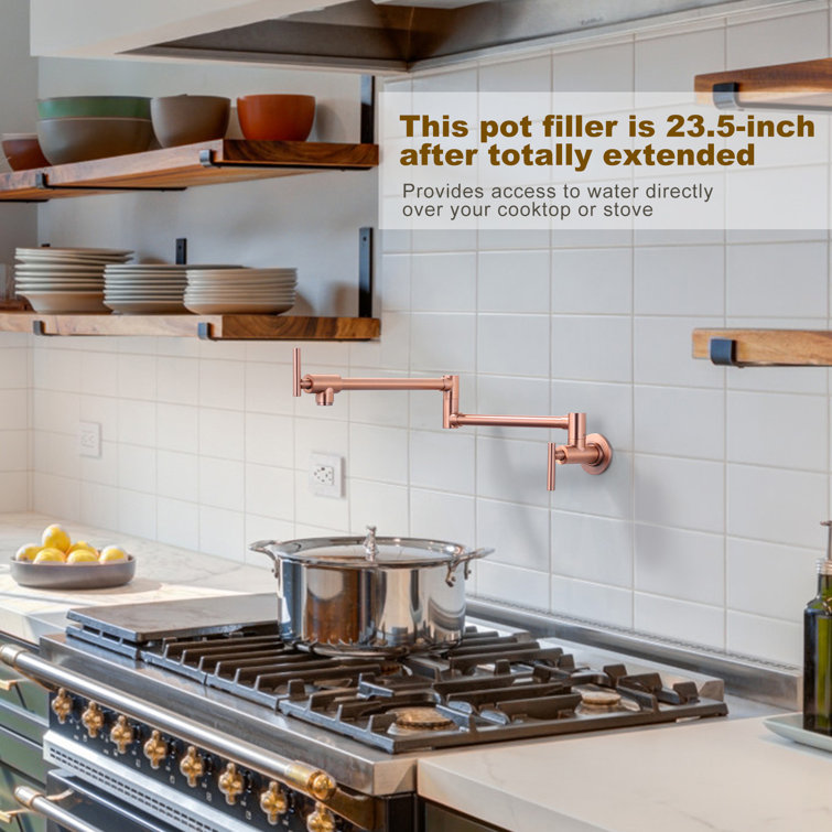 Commercial Wall Mount Brass Pot Filler Faucet with Double Joint Swing Arms