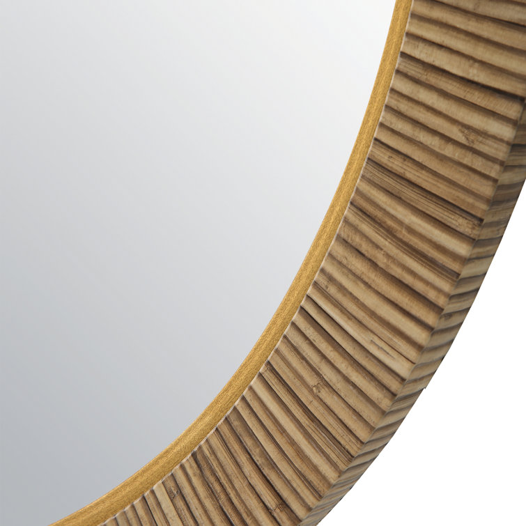 30'' Round Gold and Wood Wall Mirror