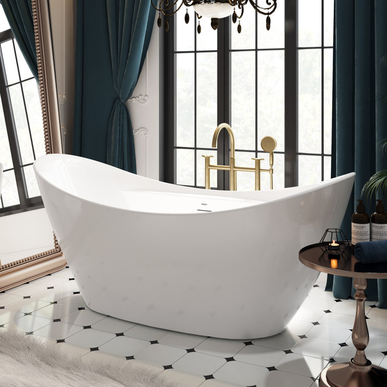 Boracay 67" White Acrylic Freestanding Soaking Bathtub