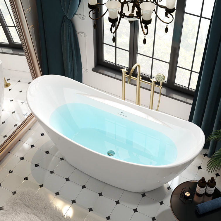 Boracay 67" White Acrylic Freestanding Soaking Bathtub