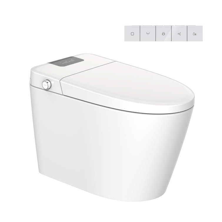 High Efficiency White Elongated Floor Mounted Toilet with Heated Seat