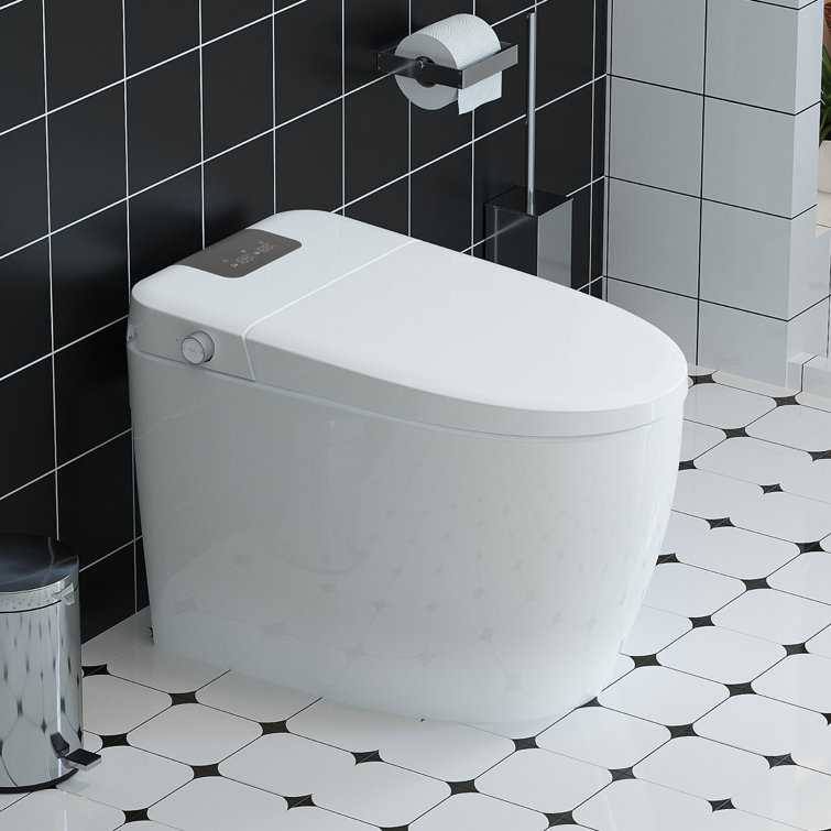 High Efficiency White Elongated Floor Mounted Toilet with Heated Seat
