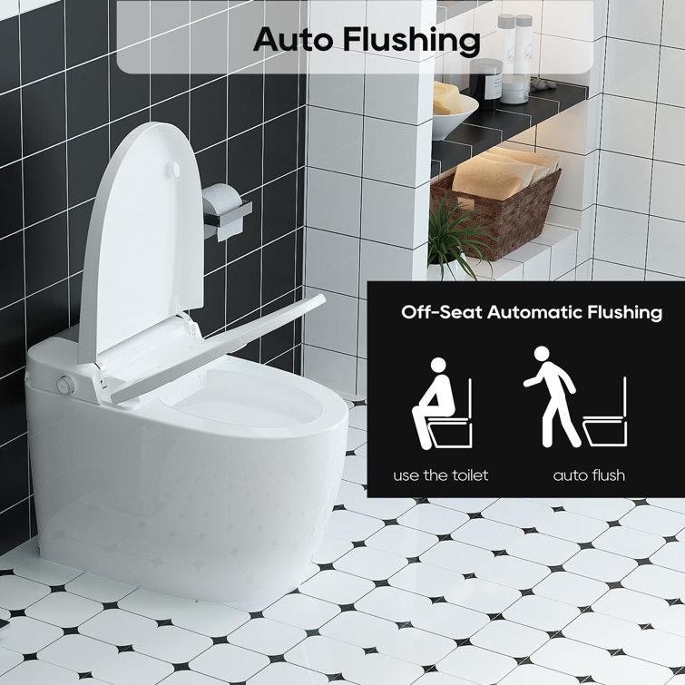 High Efficiency White Elongated Floor Mounted Toilet with Heated Seat