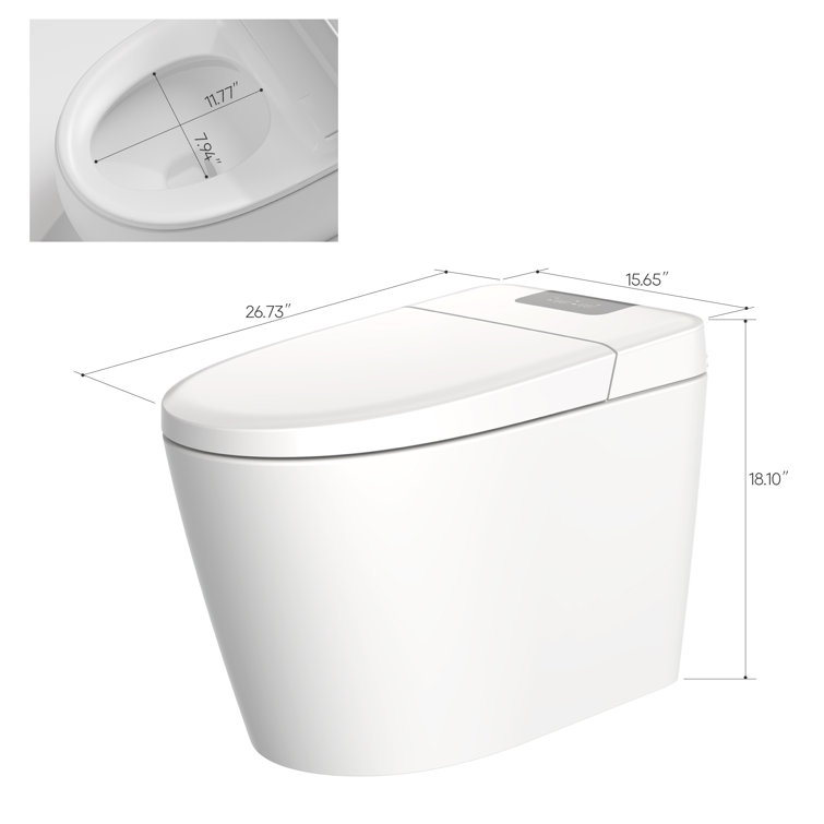 High Efficiency White Elongated Floor Mounted Toilet with Heated Seat