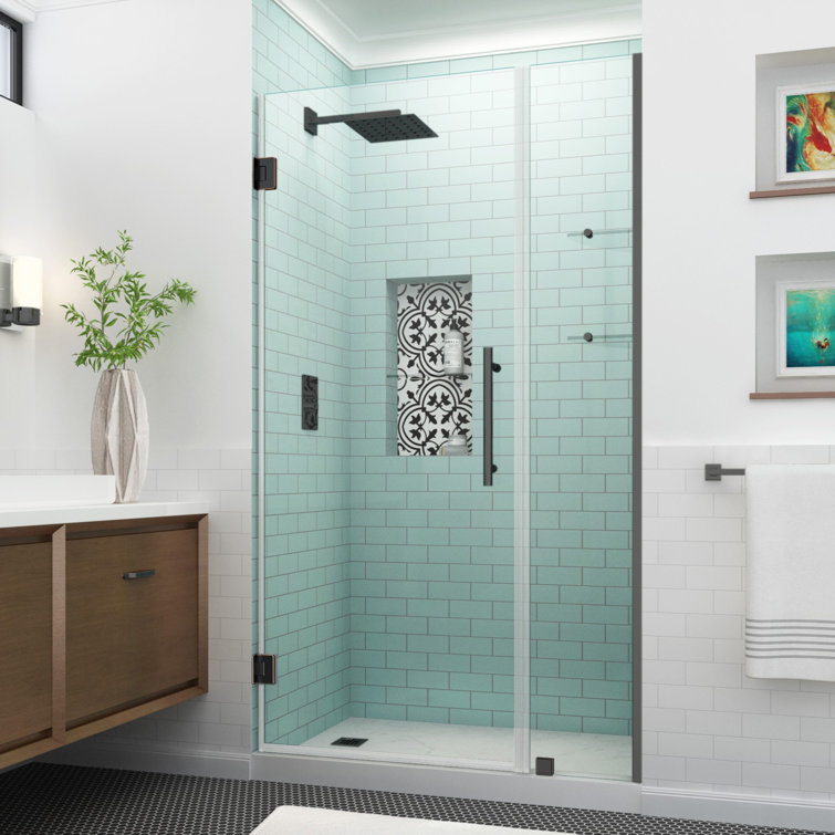 Belmore 72'' Frameless Hinged Shower Door with Clear Tempered Glass