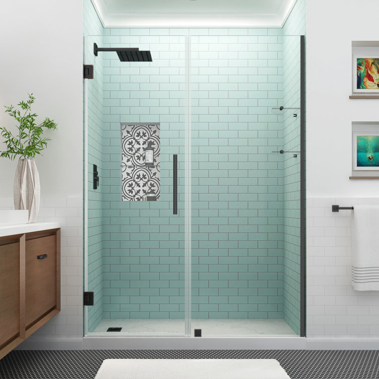 Belmore 72'' Frameless Hinged Shower Door with Clear Tempered Glass