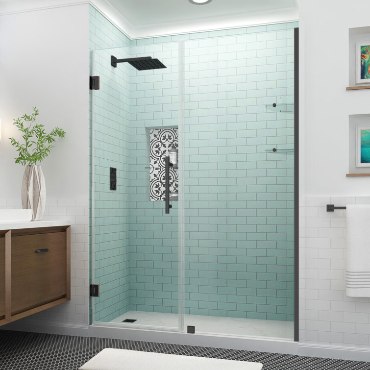 Belmore 72'' Frameless Hinged Shower Door with Clear Tempered Glass