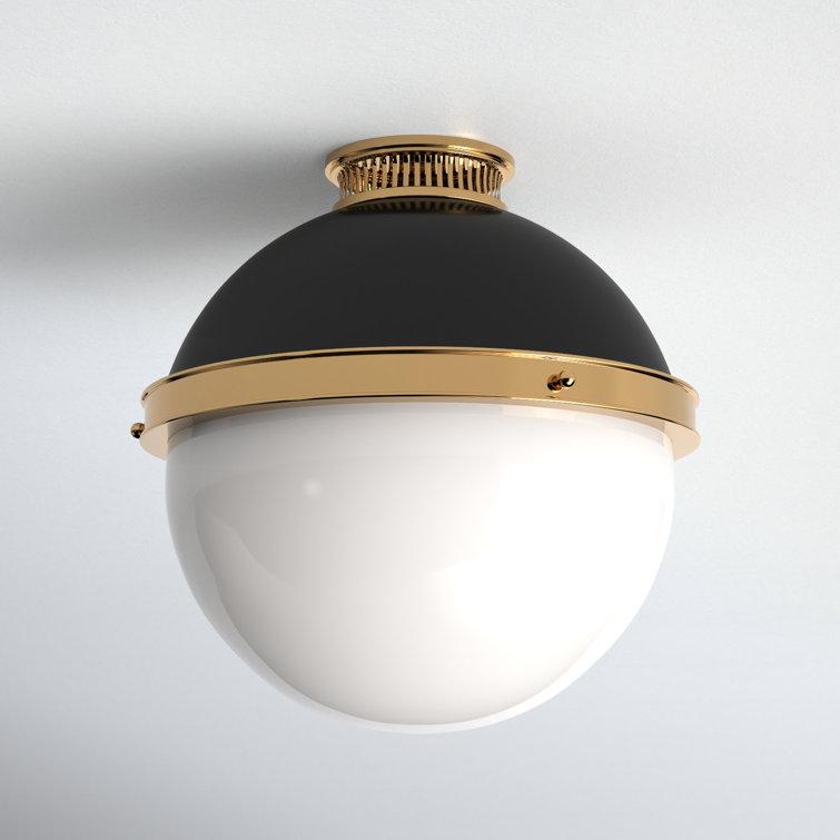 Aged Bronze Opal Glass Globe Semi-Flush Mount Light - Indoor/Outdoor