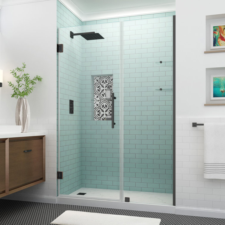 Belmore 72'' Frameless Hinged Shower Door with Clear Tempered Glass
