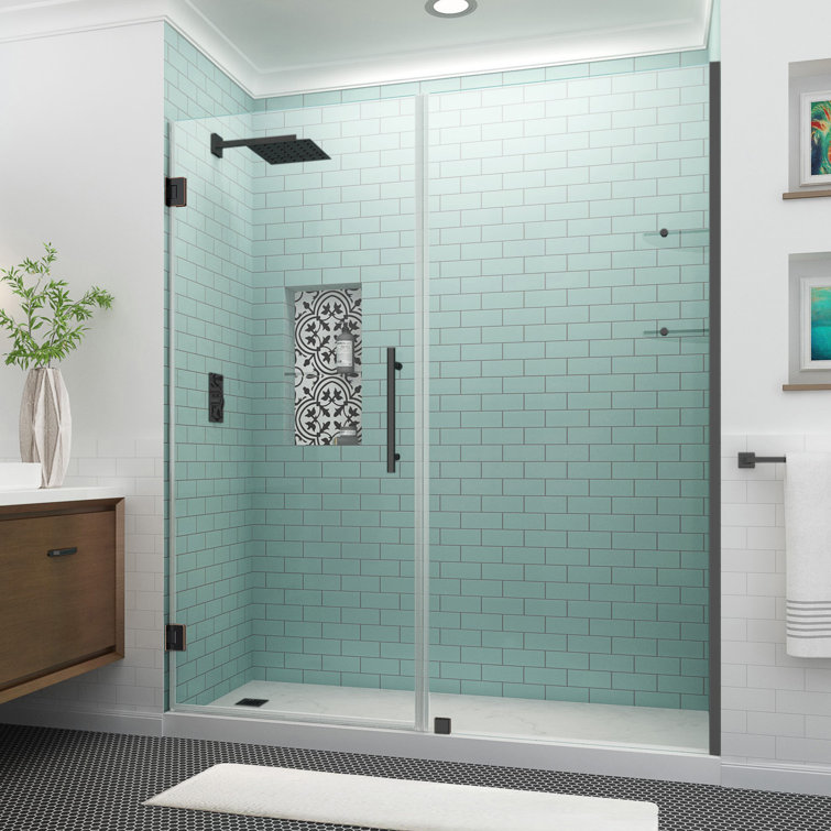 Belmore GS 72" Frameless Hinged Shower Door in Clear Glass and Bronze