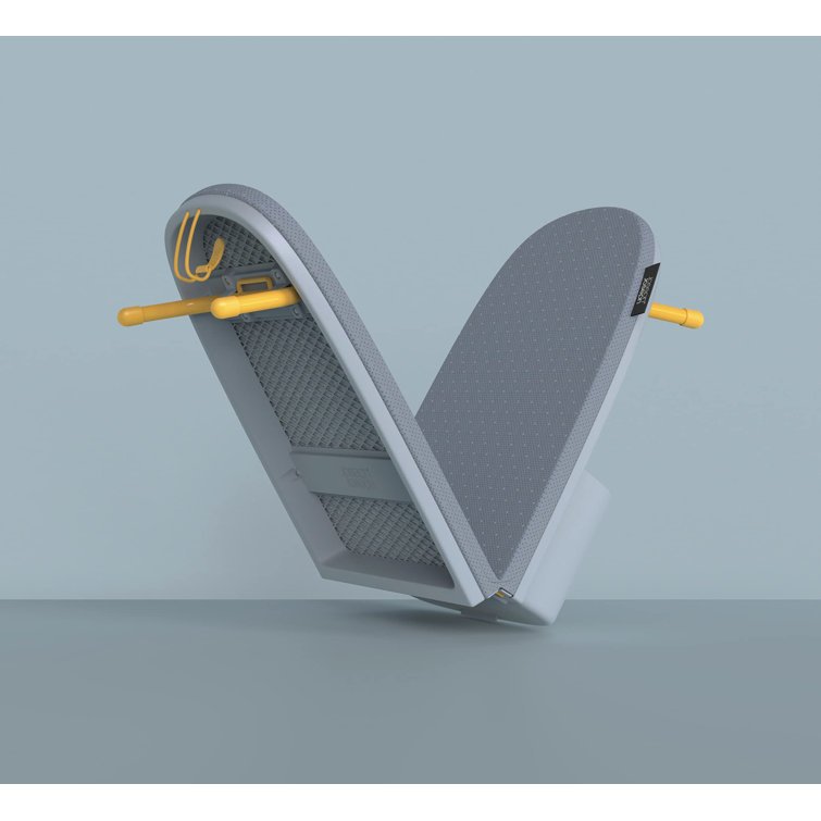 Compact Grey and Yellow Folding Tabletop Ironing Board with Iron Holder