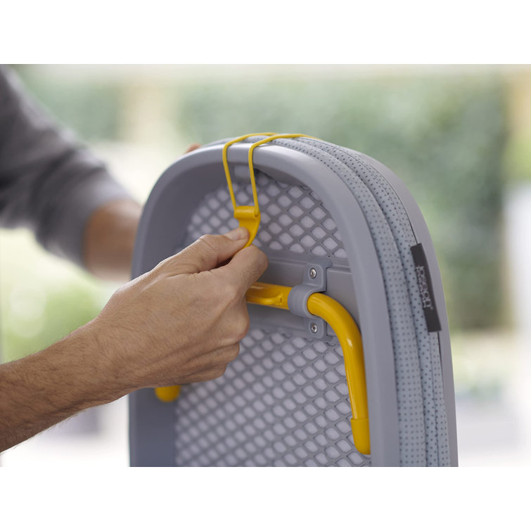 Compact Grey and Yellow Folding Tabletop Ironing Board with Iron Holder