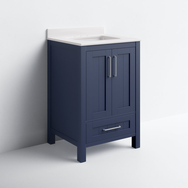 Midnight Blue 24" Freestanding Bathroom Vanity with Marble Top